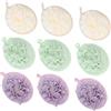 WOONEKY Palla da Bagno Fiore 9 Pezzi Set Spugna Doccia Colorata Morbida Corda Accessori Bagno Esfoliante per Pulizia Corpo e Rilassamento Doccia