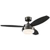 Westinghouse Lighting 78764 Alloy One-Light 105 cm ventilatore a soffitto per interni a tre pale, finitura canna di fucile con vetro opalino effetto ghiaccio