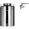 Megashopitalia Contenitore Bidone Fusto per Olio in Acciaio Inox 15 30 50 Litri Made in Italy con Guarnizione per Il Tappo e Rubinetto in Acciaio Inox Salvagoccia Incluso (50 Litri)