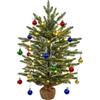 Uten Mini Albero di Natale, 60 cm Alberi di Natale PE con 50 Lucine LED, 18 Palline di Natale Colorate, per Ufficio, Soggiorno, Davanzale Decorazione Natalizia