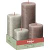 Bolsius - Rustic 4 packs - Champagne e Taupe - Confezione da 4 - Candele decorative per la casa - Realizzate con cera vegetale naturale - Senza olio di palma - Non profumate