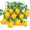 Flojery 10 rose artificiali a stelo lungo in seta finta, per bouquet di nozze fai da te, centrotavola, decorazione per la casa (giallo)