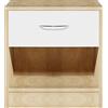 BAKAJI Comodino Semplice Bianco Mobile con Cassetto e Ripiano Inferiore Robusto Resistente Design Moderno Minimal Camera da Letto Soggiorno Casa Ufficio Versatile Multiuso Spazioso (Quercia e Bianco)