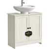SONGMICS HOME Mobile Sottolavabo da Bagno, Montaggio Rapido Senza Attrezzi Toolless, Mobiletto con Ripiano Regolabile per Lavabo con o senza Colonna, Bianco Vintage BBC223WJ01