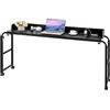VEVOR Tavolino da Letto Mobile 4 Ruote, 2 con Freni, Scrivania per Laptop con Ruote Regolabile in Altezza e Presa di Corrente, Scrivania Portatile in Truciolato sopra Letto per Ufficio, Studio, Nero