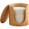 Vistnale Porta dischetti rotondo in cotone, dispenser per dischetti di cotone, porta multifunzionale in bambù con coperchio, organizer per trucchi per toeletta, bagno, camera da letto