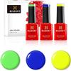 Bluesky Smalto semipermente per Unghie Kit in Gel, Rainbow Brights. Sorbet Zest Neon34, Apple Green Neon10, Blue Bamboo Neon32. 3 X 5Ml (Soak off UV/LED Gel) Verde, Blu, Giallo - 15 ml
