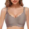 HORISUN Reggiseni Senza Cuciture Senza Ferretto da Donna Senza Ferretto Ondulato Scollo a V Supporto Morbido Copertura Completa Reggiseno Comodo, Grigio, XL