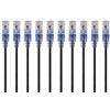 Monoprice Cavo patch Ethernet Cat6A antigroviglio, RJ45, 550 Mhz, 10 G, UTP, filo di rame puro nudo, 30 AWG, confezione da 10, 0,3 m, nero, serie SlimRun