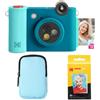KODAK Smile+ 2-in-1 Fotocamera & Stampante Foto Bluetooth - Pacchetto Iniziale + Custodia Deluxe + Carta Zink 20pz - 10MP - Blu