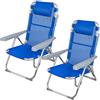 Aktive 62266 - Confezione da 2 sedie reclinabili per spiaggia, giardino, terrazza o campeggio | Misure 48x60x90cm, altezza 28cm | Leggero, 5 posizioni, include maniglia per il trasporto