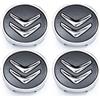 Buseu 4 Tappi Coprimozzo per Citroen 60mm C1 C3 C4 C5 C6 DS3 Fregi Cerchi in Lega Logo, Grigio