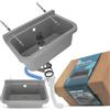 Instalguru Lavandino da Camera Lavabo Commerciale Industriale Profondo Esterno Giardino Garage Lavanderia Bagno Fabbrica 55 x 34 x 21 cm Grigio Polipropyleno Vasca Singola