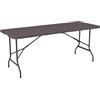 VERDELOOK | Tavolo Rettangolare Pieghevole, 180x70 H74 cm, Marrone, con Struttura in Metallo Verniciato, per Catering, uso Interni ed Esterni, Facile da Trasportare con Maniglia