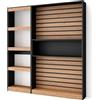 Skraut Home | Libreria scaffale | Scaffali in legno a ripiani | 170x186x25cm | Soggiorno - Ufficio | Per libri | Stile moderno | Bianco e nero