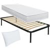 Comprarredo Kit rete e materasso singolo 80x190 NORVEGIA più cuscino fiocco memory in regalo, rete singola a doghe 80x190 ortopedica con materasso in waterfoam alto 19cm