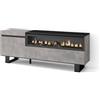 Skraut Home | Mobile TV Soggiorno | Ampio spazio a disposizione | 150x57x35cm | Per TV fino a 65 | Camino elettrico | Design industriale | Stile moderno | Cemento