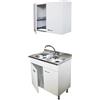 Arredobagno e Cucine Mobile sottolavello bianco, 2 ante con lavello inox 80cm, 2 vasche e scolapiatti