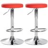 CLP Set di 2 sgabelli da bar Ponte in similpelle I Sgabello da bar girevole I Sgabello regolabile in altezza Colore rosso Materiale base Metallo effetto cromato