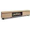 Skraut Home | Mobile TV Soggiorno | Ampio spazio a disposizione | 288x57x35 cm | TV di grande formato | Camino elettrico XXL | Design industriale | Stile moderno | Rovere