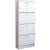 BS COM Scarpiera 4 Ante a Ribalta Modello LOLA, Bianco Opaco, 60x24x150 cm, Salvaspazio per Ingresso