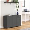 [en.casa] Credenza con 2 Cassetti e 3 Ante Comò Cassettiera Multiuso con Scomparti Vani Chiusi per Soggiorno Camera da Letto Ufficio 74x117x36 cm - Grigio Scuro Opaco