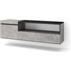 Skraut Home | Mobile TV Soggiorno | Ampio spazio a disposizione | 150x45x35cm | Per TV fino a 65 | Sospeso, da appendere | Stile moderno | Cemento