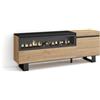 Skraut Home | Mobile TV Soggiorno | Ampio spazio a disposizione | 150x57x35cm | Per TV fino a 65 | Camino elettrico | Design industriale | Stile moderno | Rovere e nero
