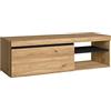 Skraut Home - Mobile TV - Modello Naturale - 120 x 40 x 41 cm - Mobile Ausiliario 1 Anta e Ripiano - Stile Nordico - Melaminico - Finitura Rovere e Nero