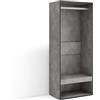 Skraut Home | Armadio Aperto | Appendiabiti con ripiani | 60x145x35 cm | Camera da letto, stanza | Vestiti, scarpe | Stile moderno | Cemento