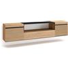 Skraut Home | Mobile TV Soggiorno | Ampio spazio a disposizione | 200x45x35cm | Per TV fino a 80 | Sospeso, da appendere | Stile moderno | Rovere