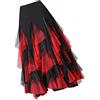 LOVIVER Gonna da Ballo Flamenco Ricamo Multistrato per Ragazze Donne, Nero Rosso