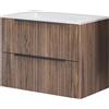 Mielearredo Mobile Bagno Sospeso 80 cm Eterna con Lavabo in resina e 2 Cassetti effetto Plissettato colore Tabacco