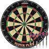 Carromco Steeldartboard Superplay - Bersaglio in sisal di alta qualità in formato tuning, professionale con anello numero di metallo, set di freccette con 3 freccette morbide e 3 freccette in acciaio