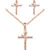 Yumilok-Orecchini da donna con ciondolo S925 in argento sterling con zirconi a croce con rose avvolte in argento sterling con orecchini a bottone