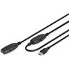 DIGITUS Cavo di prolunga attivo USB 3.2 Gen 1-15 m - Da USB-A maschio a femmina - Plug & Play - Fino a 5 Gbit/s - Nero