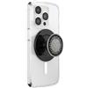 PopSockets Impugnatura per telefono MagSafe con cavalletto, supporto magnetico, parte superiore sostituibile, presa sicura per custodie MagSafe per iPhone e tablet, smalto martellato nero sole