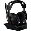 Logitech G Astro A50, cuffia con microfono gaming wireless LIGHTSPEED + base (Gen 5), PRO-G GRAPHENE, passaggio fra 3 sistemi, USB-C per Xbox, PS5, PC/Mac, Nintendo Switch, Switch 2, Bluetooth - Nero