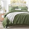 Zzlpp Set copripiumino Queen 7 pezzi, verde oliva Seersucker letto in una borsa con piumino e lenzuola, set di biancheria da letto per tutte le stagioni con 1 piumone, 2 federe, 2 federe, 1 lenzuolo