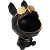 HOME DECO FACTORY Scultura Cane con Occhiali Svuotatasche 23 cm Nero e Oro | Resina, scultura cane con occhiali svuotatasche, design chic e moderno, non tossico, idea regalo, nero e oro
