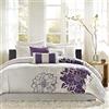 Madison Park Traspirante, copertura morbida, stampa moderna, biancheria da letto alternativa per tutte le stagioni con tessuto abbinato, cotone, grigio/viola, 7 pezzi
