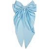 Hehglng Fermaglio per capelli con fiocco in raso setoso blu chiaro con lunghe code - Grande fiocco francese in metallo per ragazze, clip e mollette, accessori per capelli, cura dei capelli