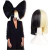 Creamily Parrucca Bionda Nera Bicolore, Corta e Dritta, con Frangia, per Donna, Capelli Sintetici Resistenti al Calore, per Cosplay, Feste, Uso Quotidiano