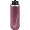 NIKE SS Recharge Straw Bottiglia per Bere Peony/Black/Pink Foam 709 ml