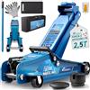 TRESKO Cric idraulico 2,5T altezza di sollevamento 85-385 mm con valigetta | Cric idraulico auto piatto per auto - Ruote a 360° con 2 cuscinetti in gomma, tappetino per ginocchia, guanti, coltello