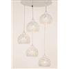 Illuminando GEO SOSPENSIONE 5 LUCI D40 CM CON DIFFUSORI TRAFORATI IN METALLO BIANCO O SABBIA LAMPADINE ATTACCO E14 MODERNA