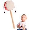 Generico Tamburo della scimmia Tamburo a sonagli in legno Pelle di pecora Giocattolo a percussione a mano 7x20 cm Strumento musicale per bambini Regalo per l'apprendimento del ritmo Tradizionale Noisemaker Bom