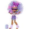 Mattel Cave Club Bashley Dino Rockin' Party Doll (~ 20,3 cm) bambola alla moda snodata con capelli viola, 10 accessori tra cui elastico indossabile, 4 anni in su