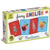 Ludattica - GIOCHI MONTESSORI - Funny English - gioco di carte 4-7 anni per imparare l'inglese in maniera facile e divertente - 48 carte di grande formato - Made in Italy