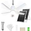 SHUNLEE Ventilatore da soffitto solare, con illuminazione per esterni, pannello solare da 60 W e batteria da 40000 mAh, grande ventilatore da soffitto portatile con luce, telecomando per campeggio (80CM)